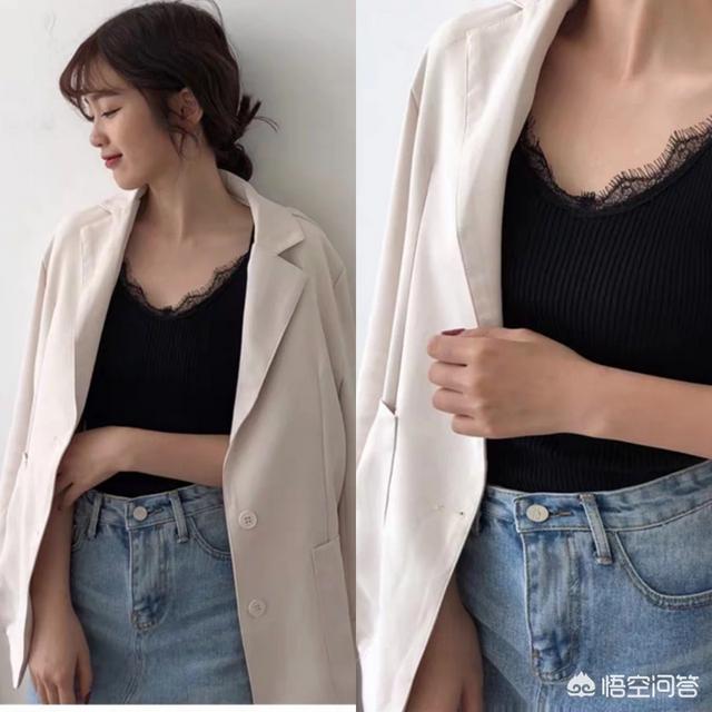 黑色蕾丝吊带背心可以配什么外套?